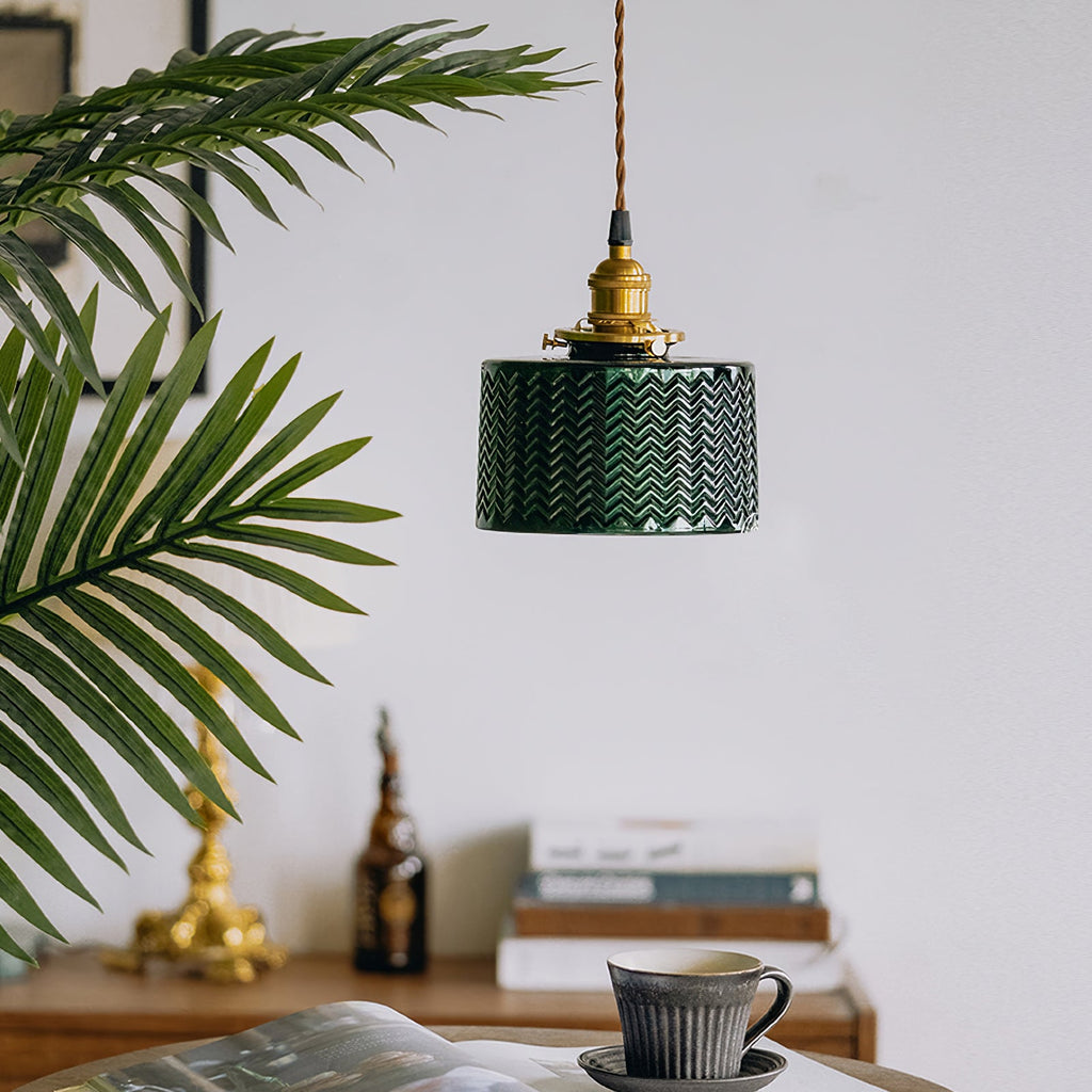 VERDANT GLEAM GLASS HANGING LANTERN