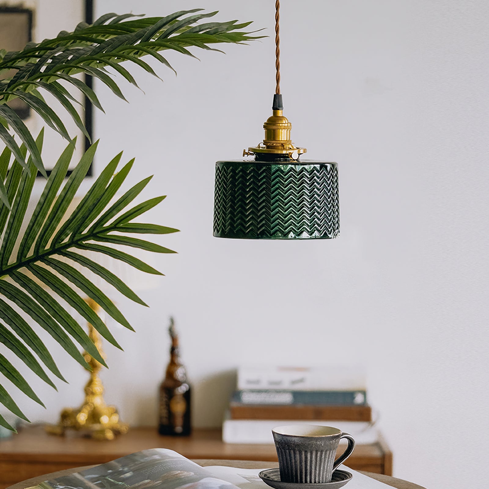 VERDANT GLEAM GLASS HANGING LANTERN