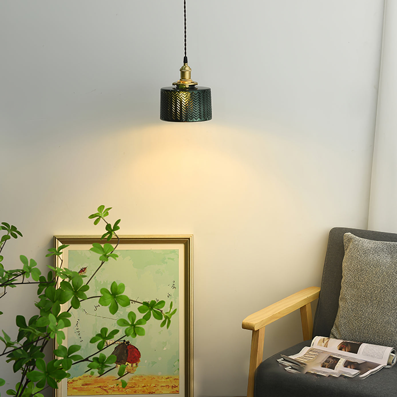 VERDANT GLEAM GLASS HANGING LANTERN