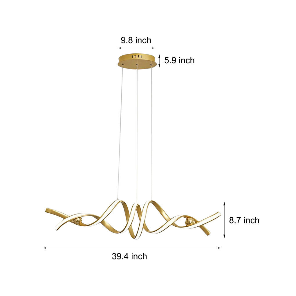 GRANVILLE TWISTED WAVE LED CHANDELIER WITH GRADUAL DIMMING