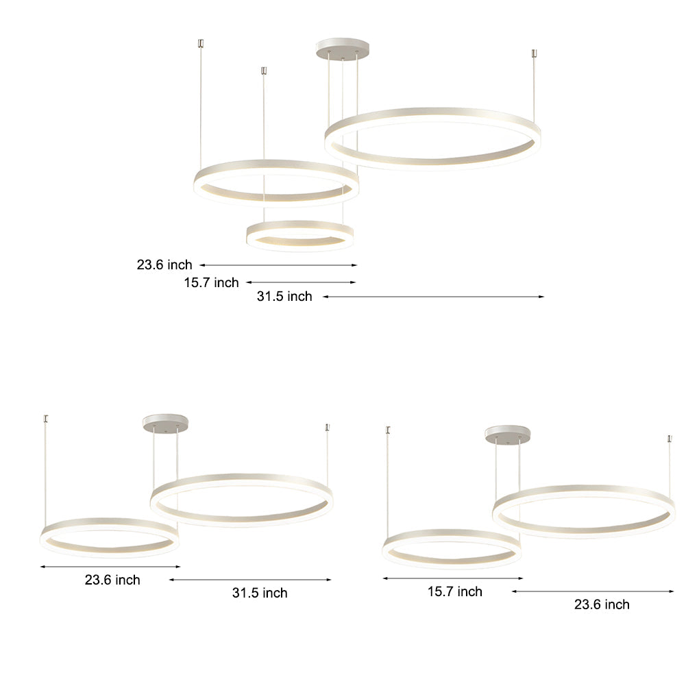 WINTHORPE MODERN LED TRIPLE RING CHANDELIER WITH DIMMABLE WHITE LIGHT