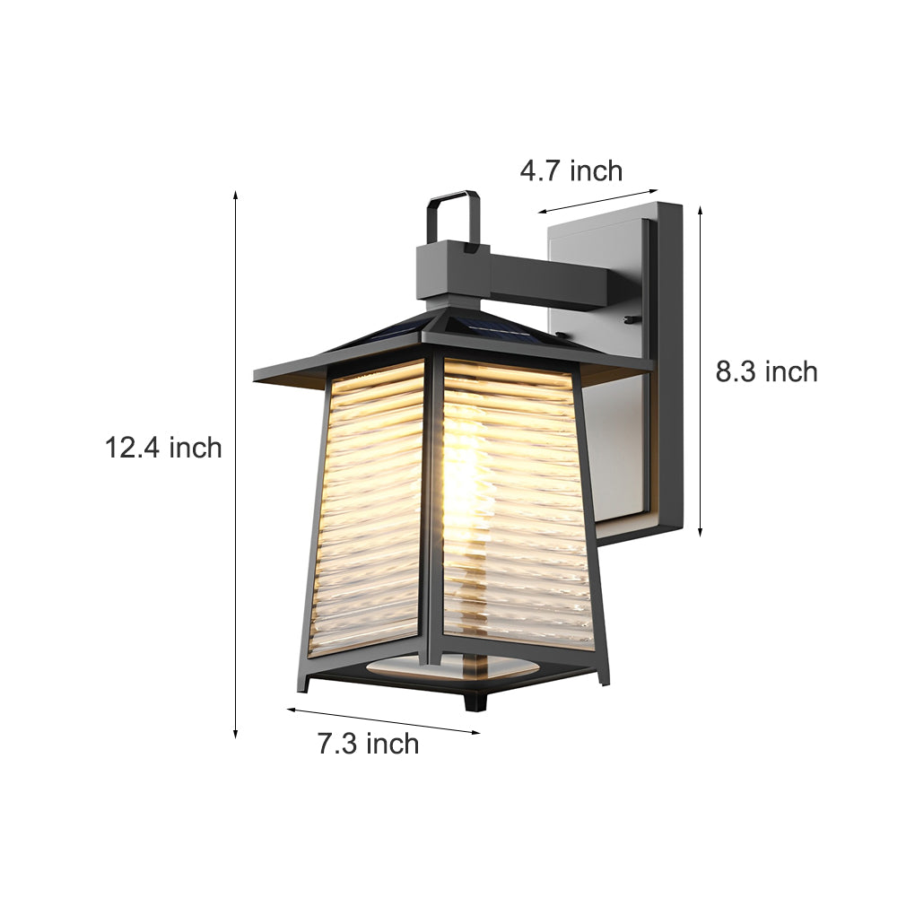 FENWICK SOLAR-POWERED BLACK GLASS WALL LANTERN