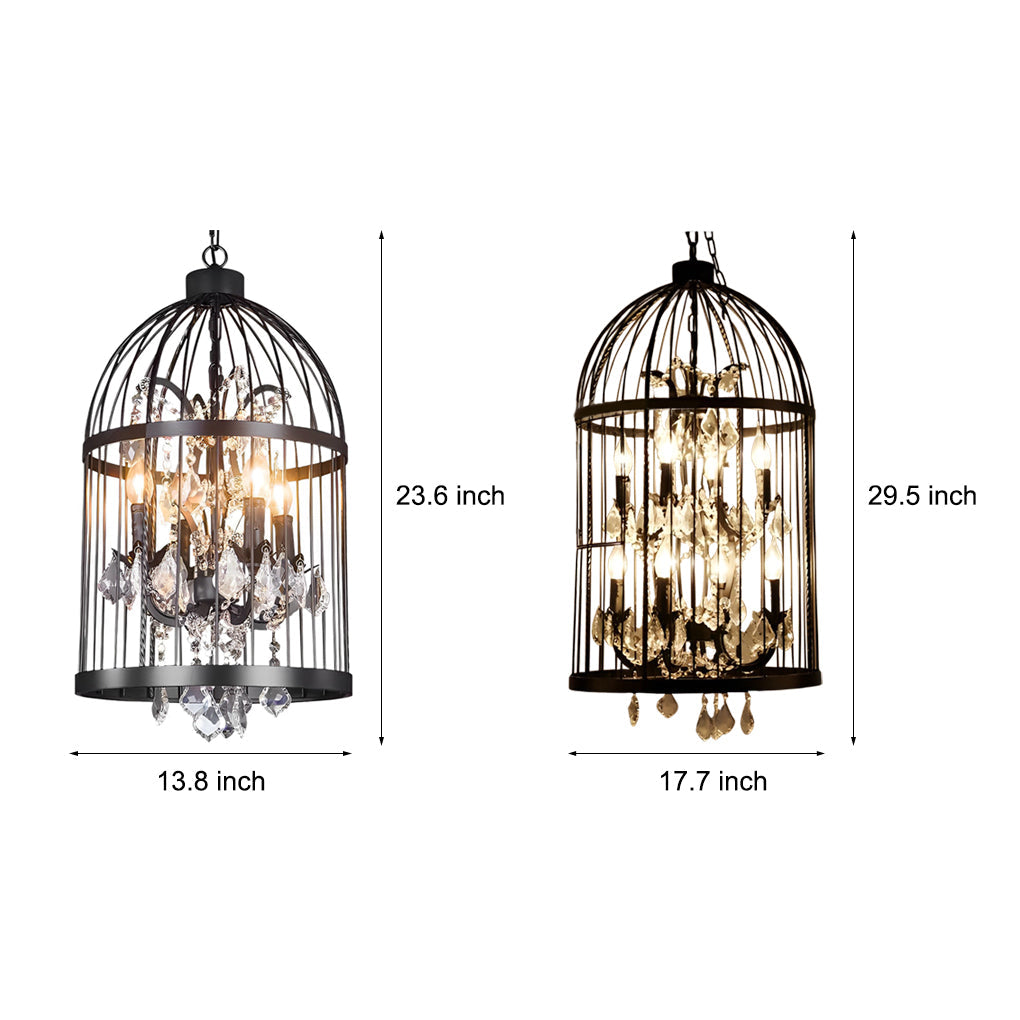 WHITBY IRON BIRDNEST CHANDELIER WITH CRYSTAL ACCENTS