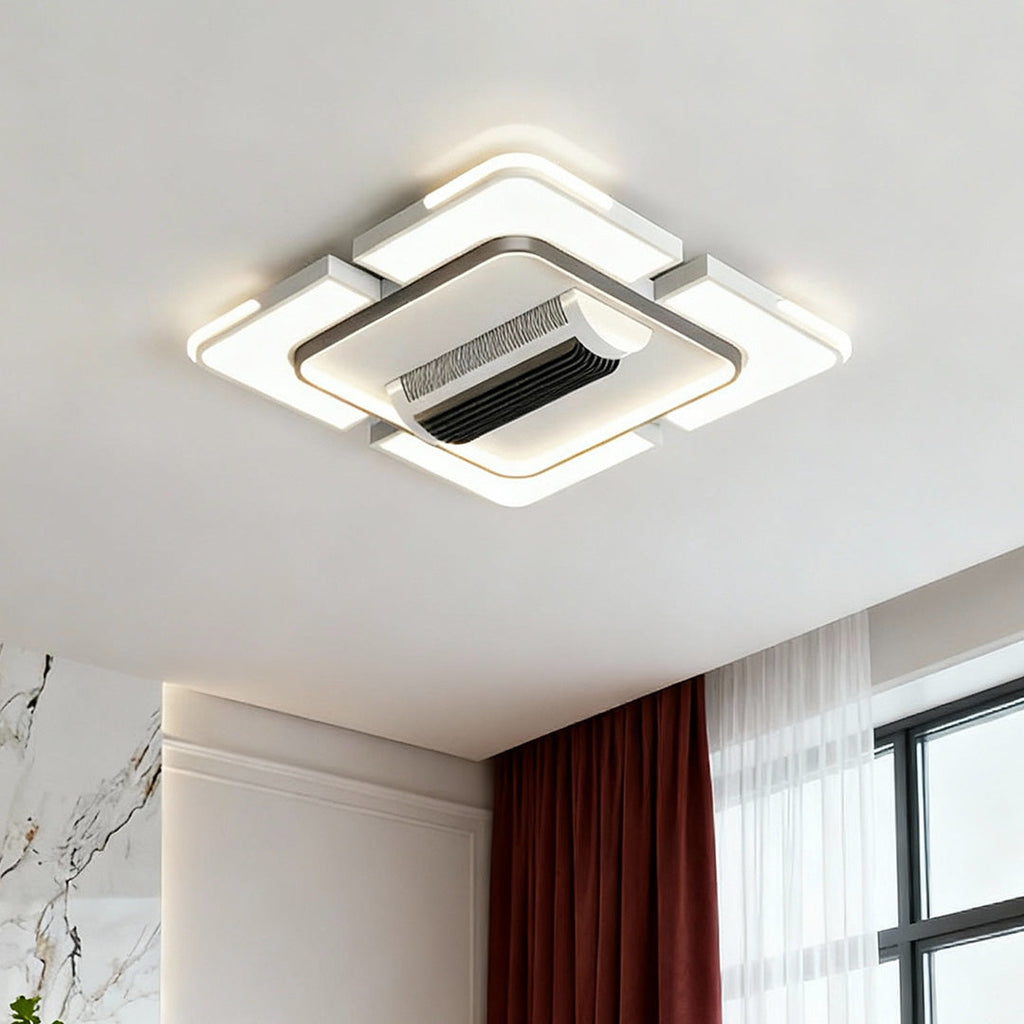 1. **WINSLOW AURORA AIRFLOW LAMP**  
   A modern bladeless ceiling fan featuring a full spectrum LED light, designed for optimal airflow and illumination.

2. **CAVENDISH LUMINAIRE CEILING FAN**  
   A sophisticated bladeless fan with integrated LED light