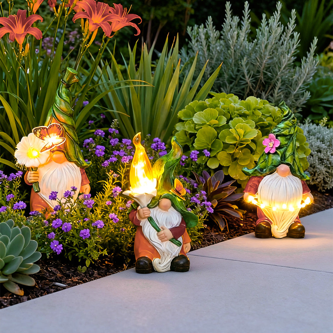1. **PENROSE ENCHANTED GNOME LANTERNS**  
   Whimsical garden illuminators crafted from durable resin, featuring charming gnome designs that bring a touch of magic to your outdoor space.

2. **CAVENDISH RADIANT GNOME LIGHTS**  
   Delightful garden accent