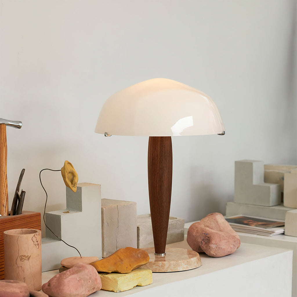 WINTHROPE IVORY SHADE TABLE LANTERN