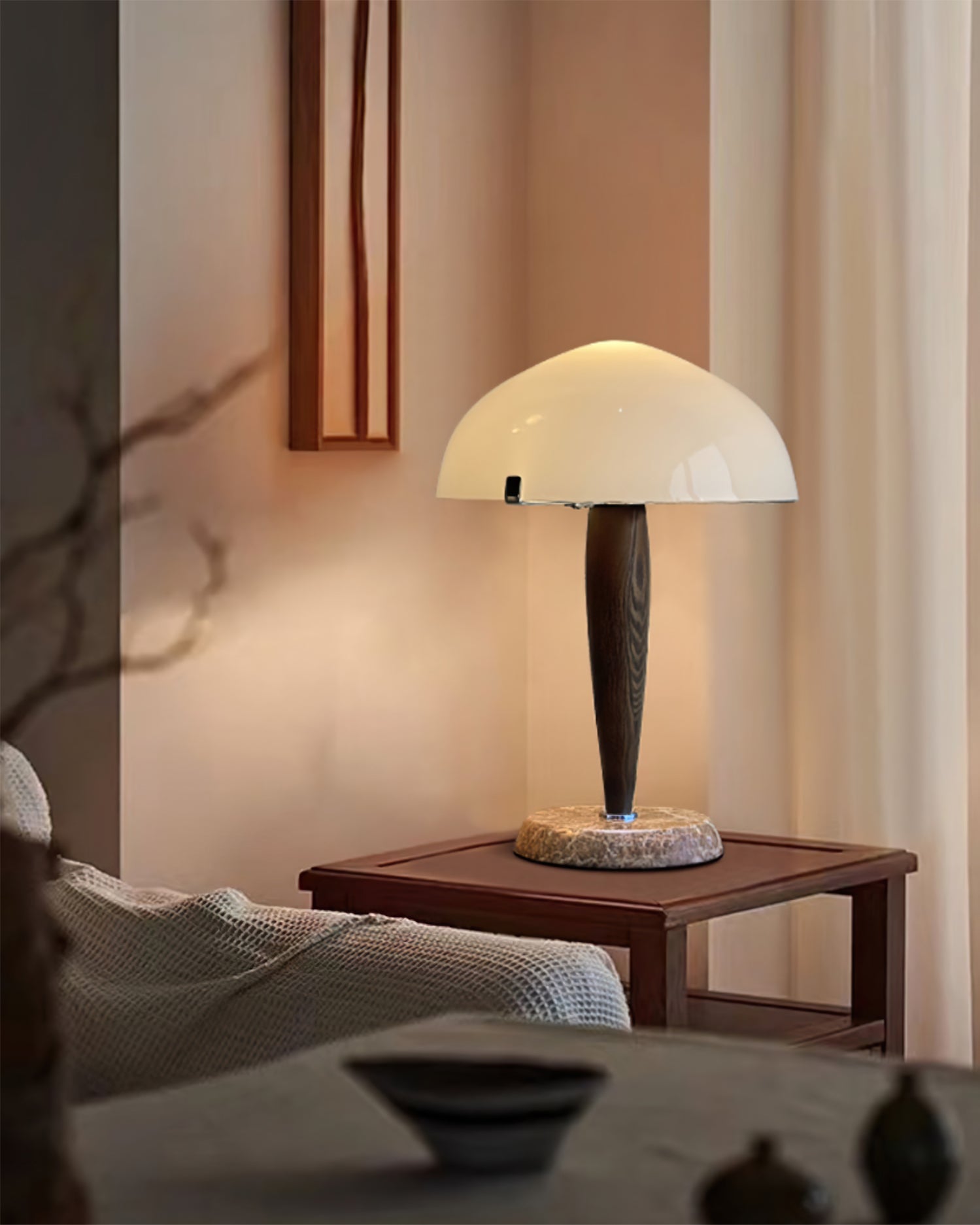 WINTHROPE IVORY SHADE TABLE LANTERN