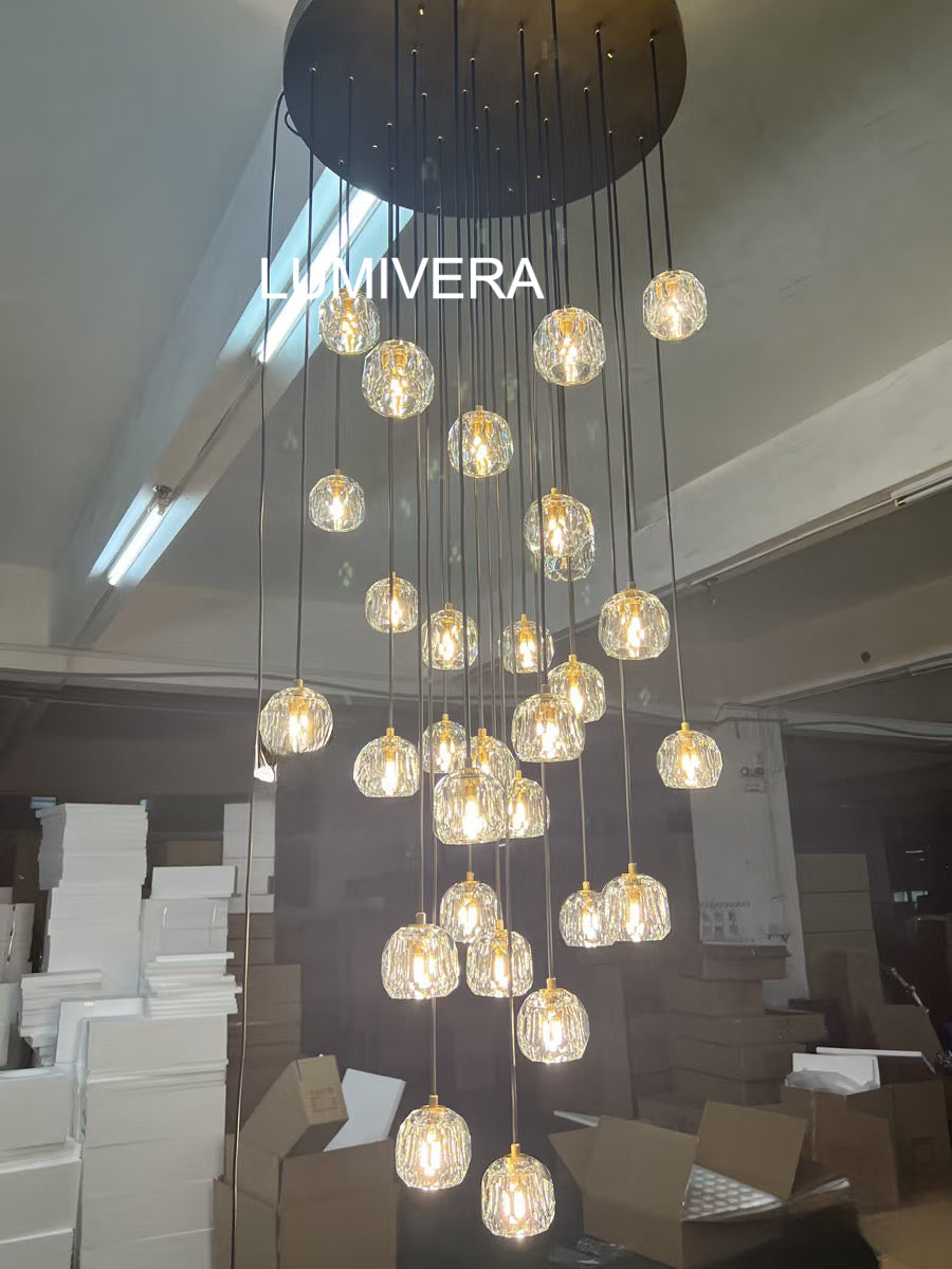Celestine Crystal Orb Cascade Light Fixture