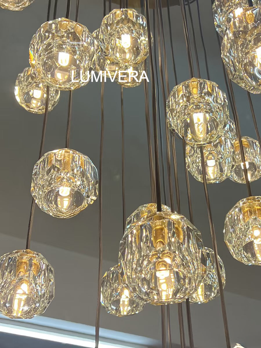 Celestine Crystal Orb Cascade Light Fixture