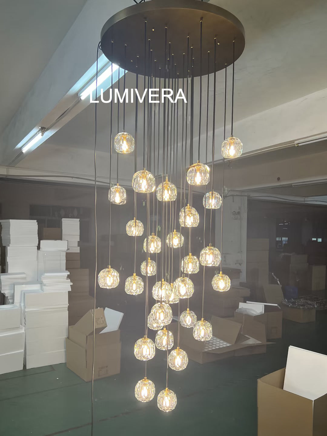 Celestine Crystal Orb Cascade Light Fixture