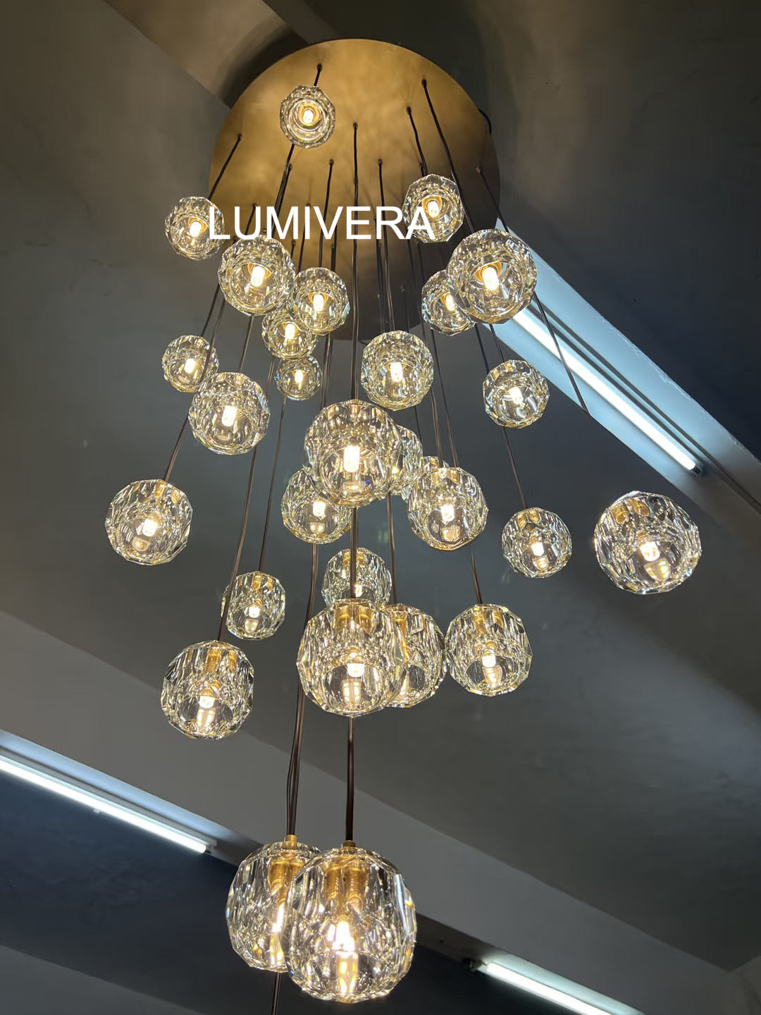 Celestine Crystal Orb Cascade Light Fixture