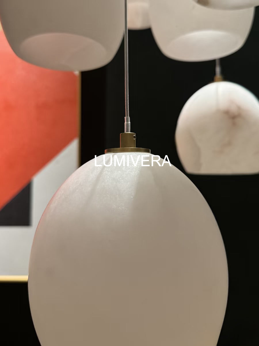 VIVIENNE LUMINAIRE WITH NATURAL ALABASTER GLOBE SHADES FOR GRAND SPACES