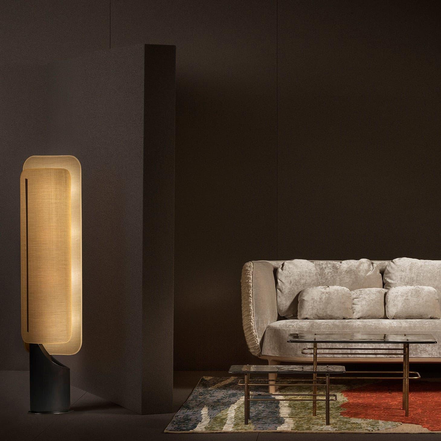 Chesterfield Linen Shade Pedestal Lamp