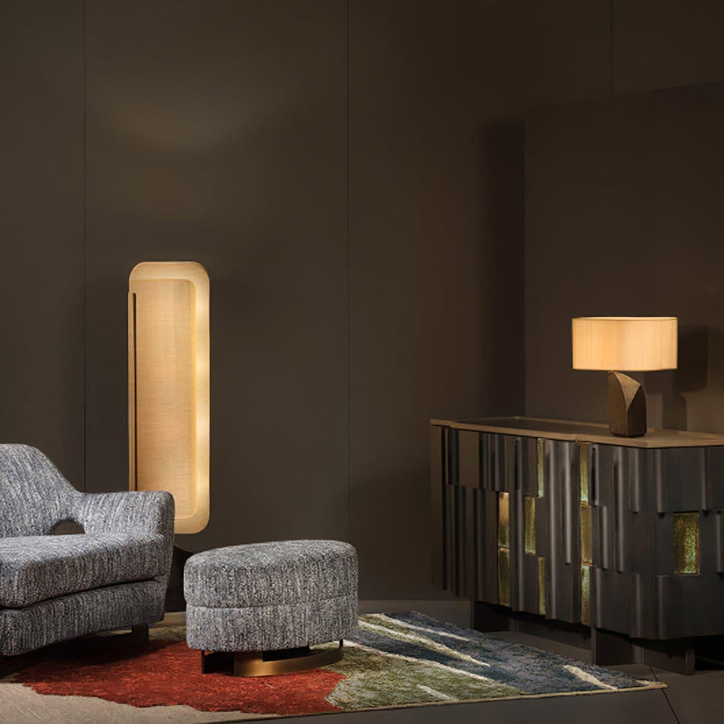 Chesterfield Linen Shade Pedestal Lamp
