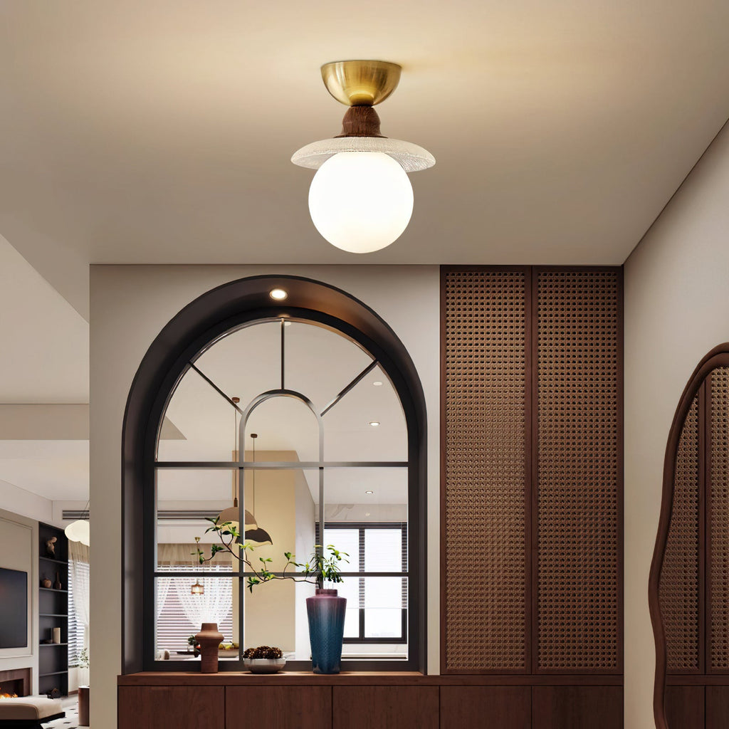 FENWICK BRONZE FROSTED GLASS CEILING LIGHT