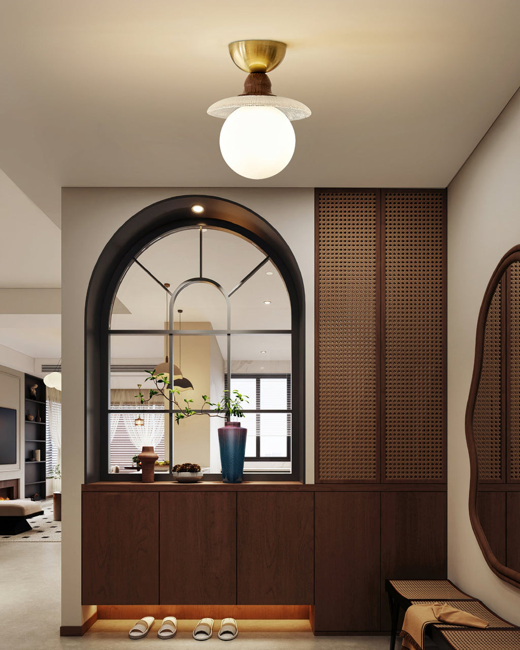 FENWICK BRONZE FROSTED GLASS CEILING LIGHT