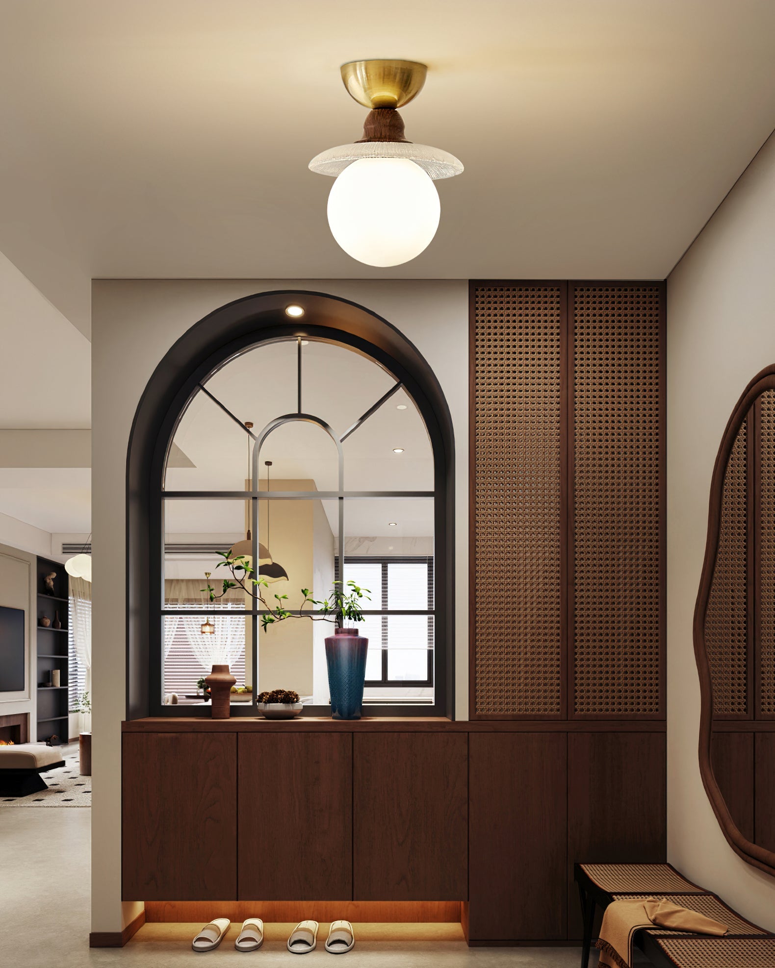 FENWICK BRONZE FROSTED GLASS CEILING LIGHT