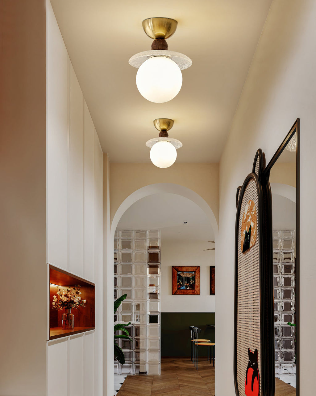 FENWICK BRONZE FROSTED GLASS CEILING LIGHT
