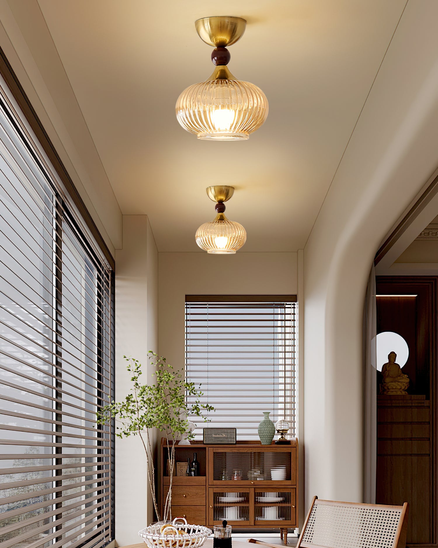 FENWICK BRONZE FROSTED GLASS CEILING LIGHT