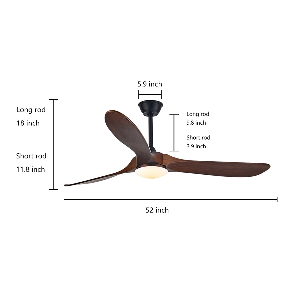 WINTERBOURNE WOODEN SILENT DIMMER CEILING FAN WITH INTEGRATED LIGHTING