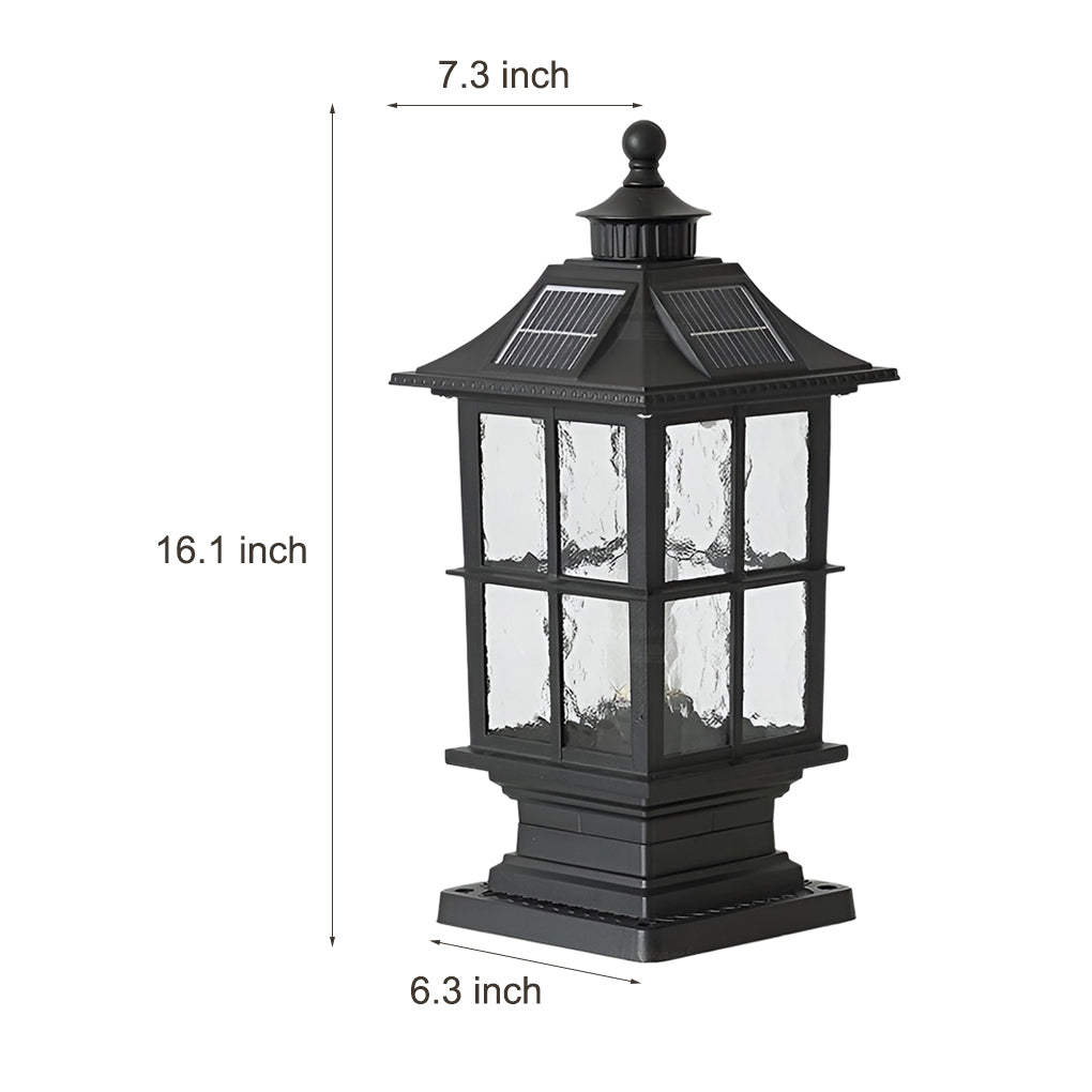 WINDSOR SOLAR POST LANTERN WITH DIMMABLE LED AND REMOTE CONTROL