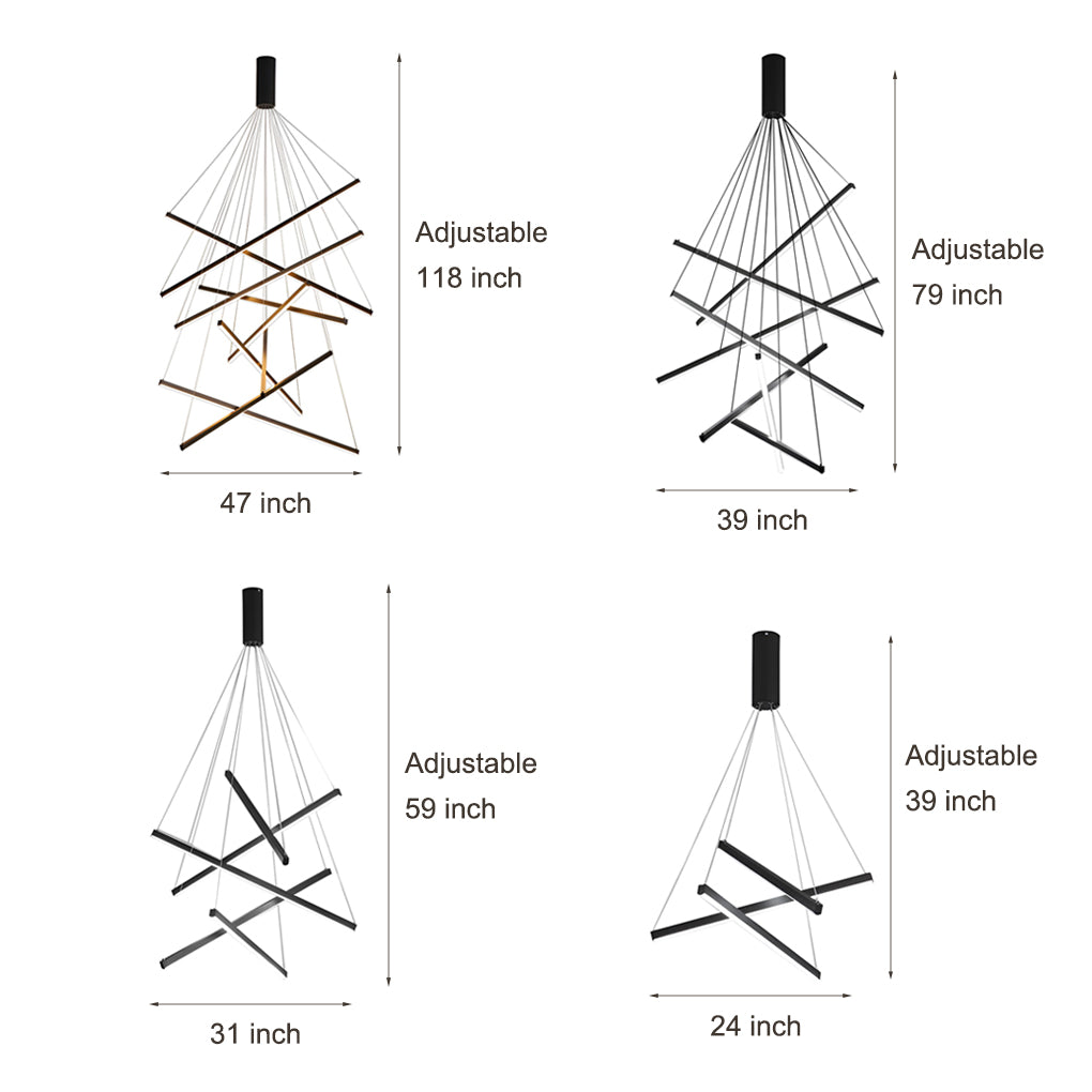 CHARLESTON SLIMLINE REMOTE-CONTROLLED LED CHANDELIER WITH VARIABLE BRIGHTNESS