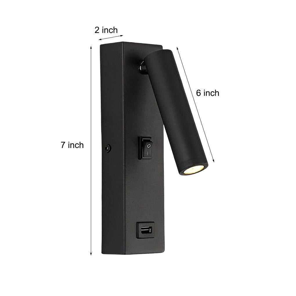 WINDSOR RECTANGULAR LED WALL SCONCE WITH USB CHARGING AND SWITCH