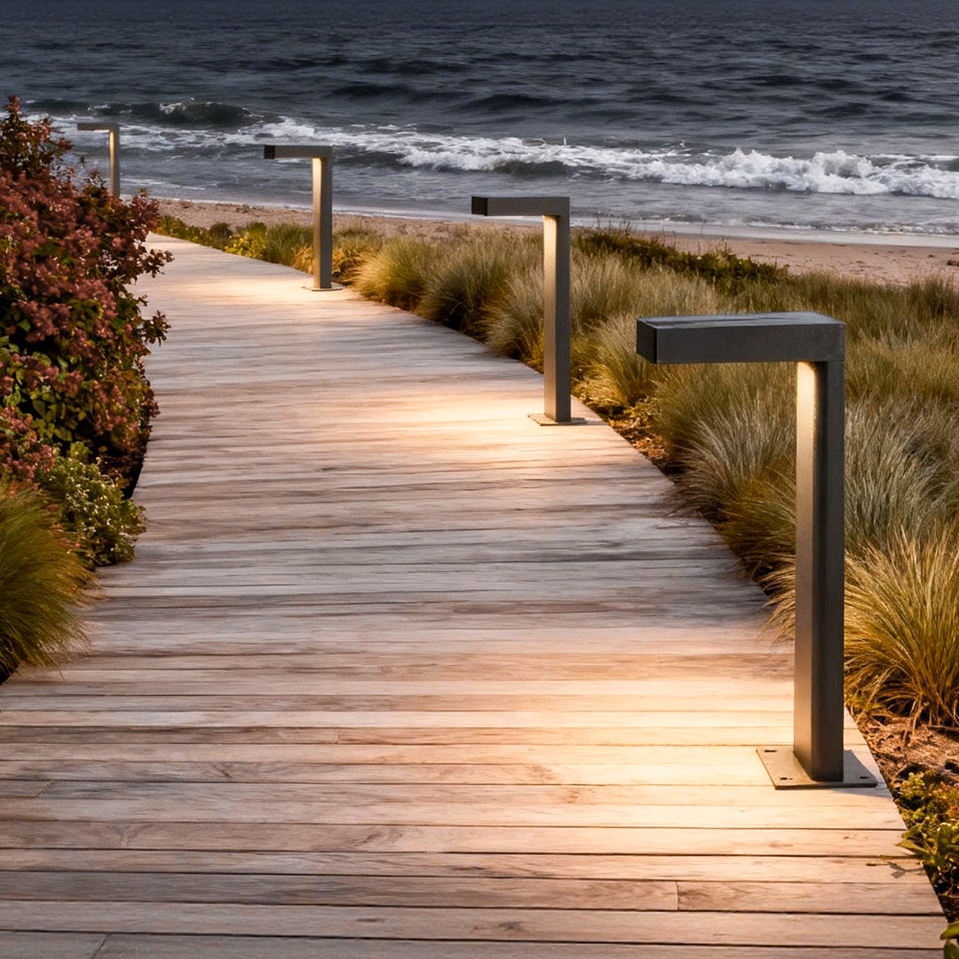 WINDSOR SOLAR GLOW PATH LIGHTS WITH AUTOMATIC DUSK-TO-DAWN SENSOR, CONTEMPORARY LED LANDSCAPE ILLUMINATION