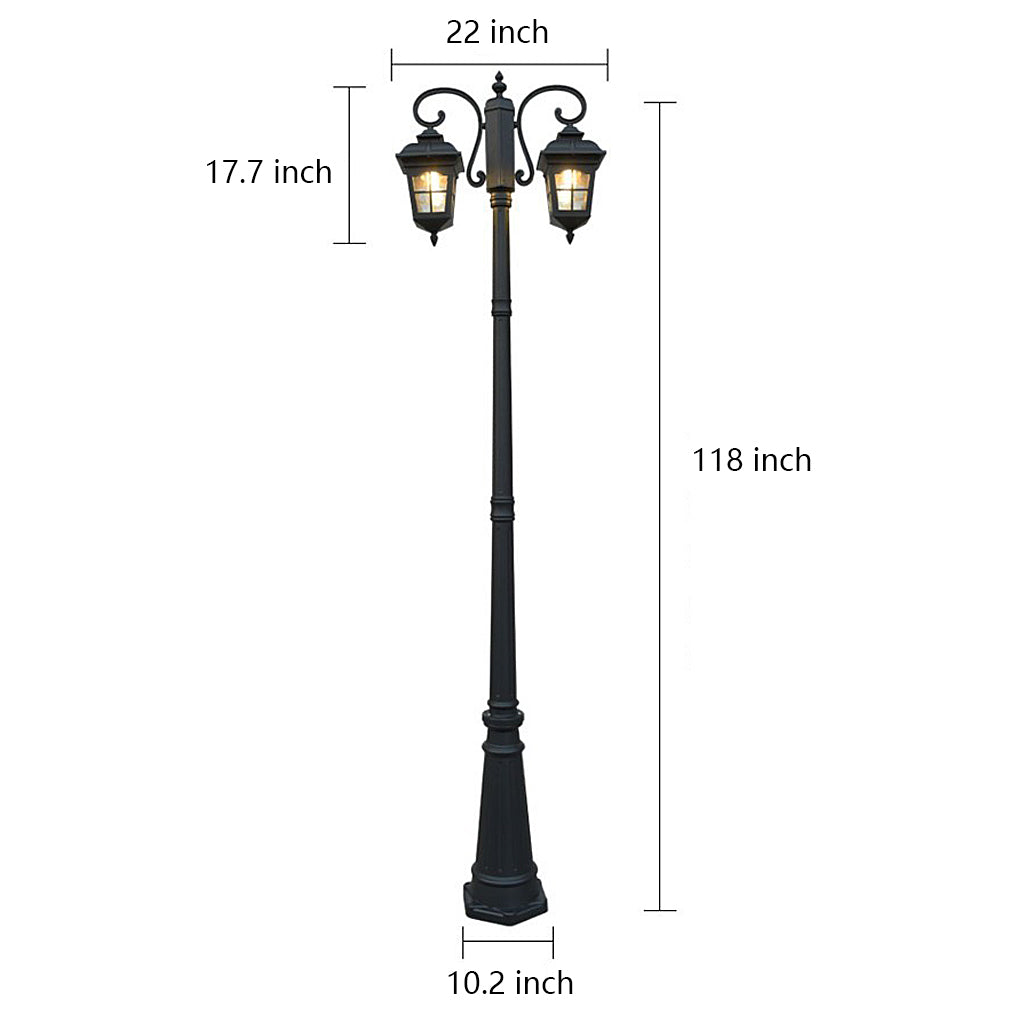 BRIDGEMAN DUAL LANTERN OUTDOOR POLE LIGHTS