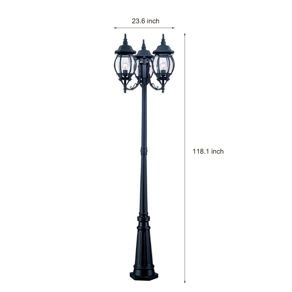 RAVENHALL TRIPLE GLOBE OUTDOOR LANTERN POST