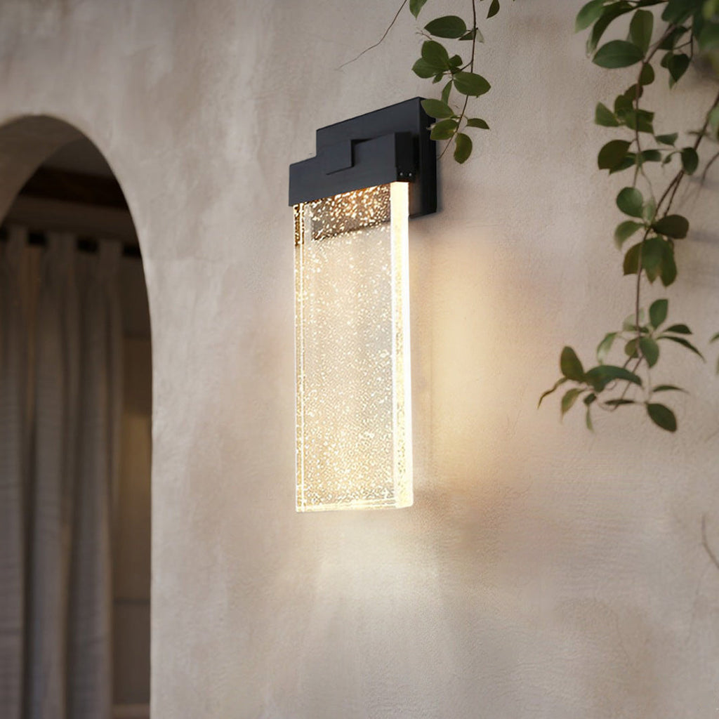 WINDSOR RECTANGULAR BUBBLE CRYSTAL OUTDOOR WALL SCONCE