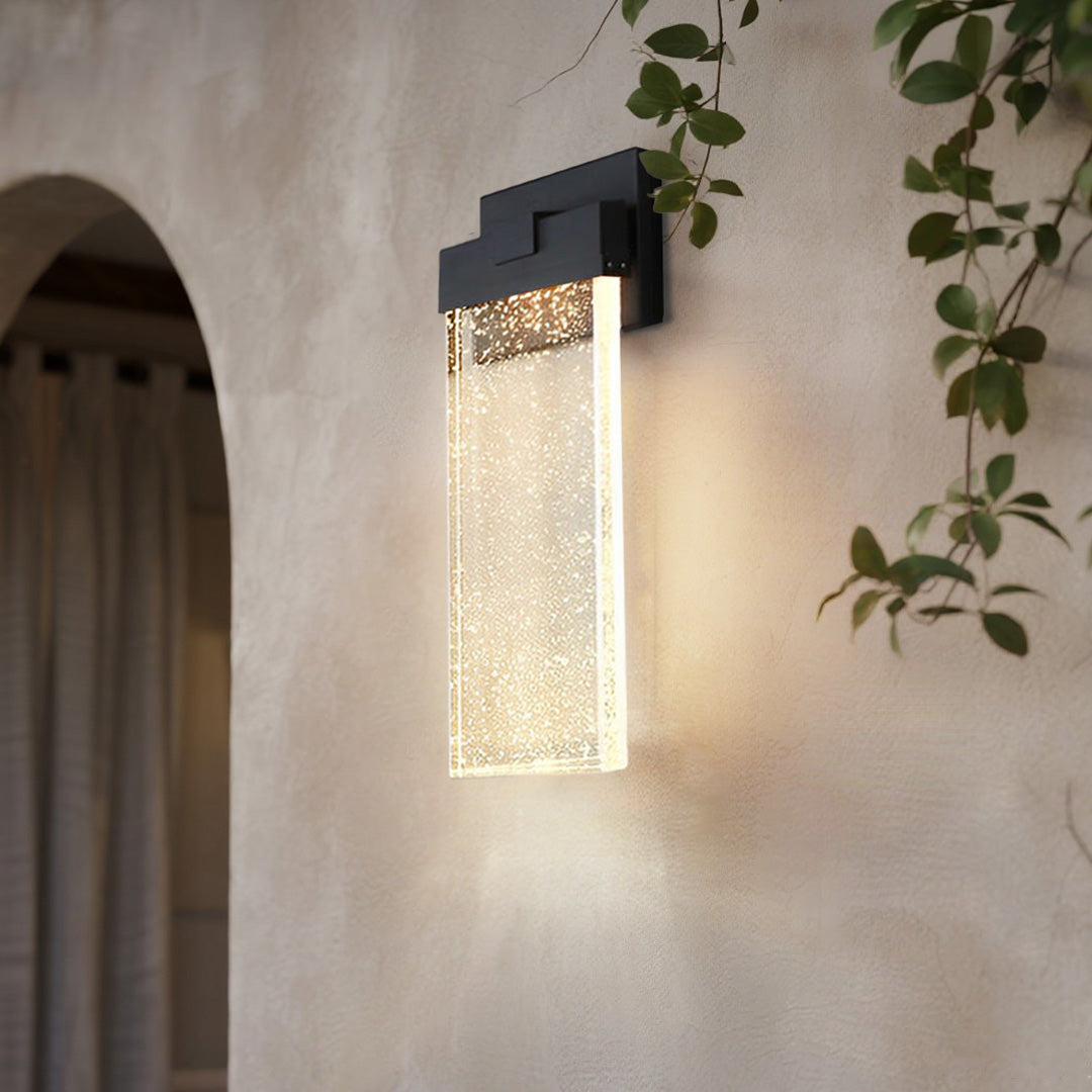 WINDSOR RECTANGULAR BUBBLE CRYSTAL OUTDOOR WALL SCONCE
