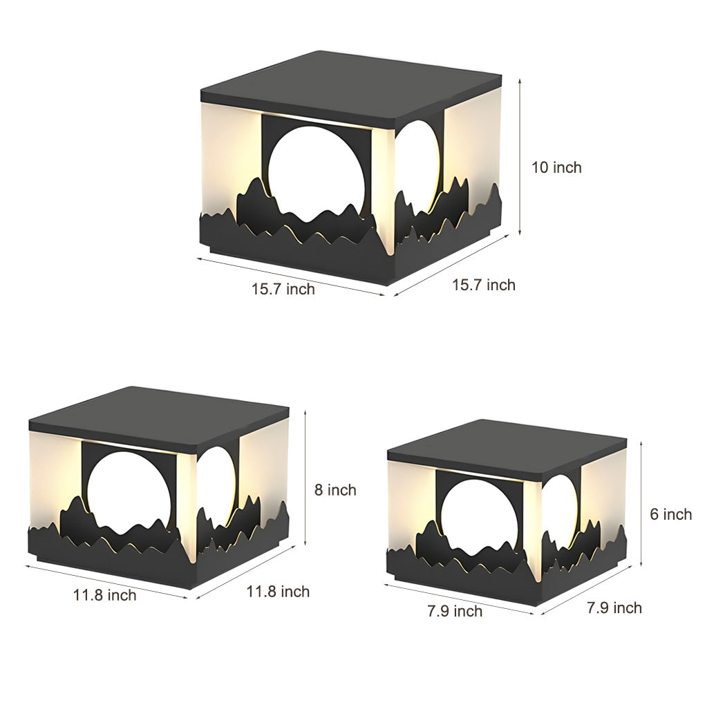 BRIDGEMAN SOLAR ILLUMINATION FENCE POST LANTERNS WITH MOUNTAIN VISTA DESIGN