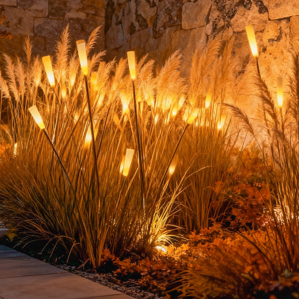 WILLOUGHBY FROSTED ACRYLIC GARDEN LANTERNS SET"  
2. "BRAMBLETON WATERPROOF OUTDOOR REED LIGHTING COLLECTION"  
3. "CAVENDISH ACRYLIC STICK LUMINAIRE FOR LANDSCAPING"  
4. "HASTINGS FROSTED GLOWING STICKS FOR EXTERIOR ILLUMINATION"  
5. "SOMERSET RAIN-RES