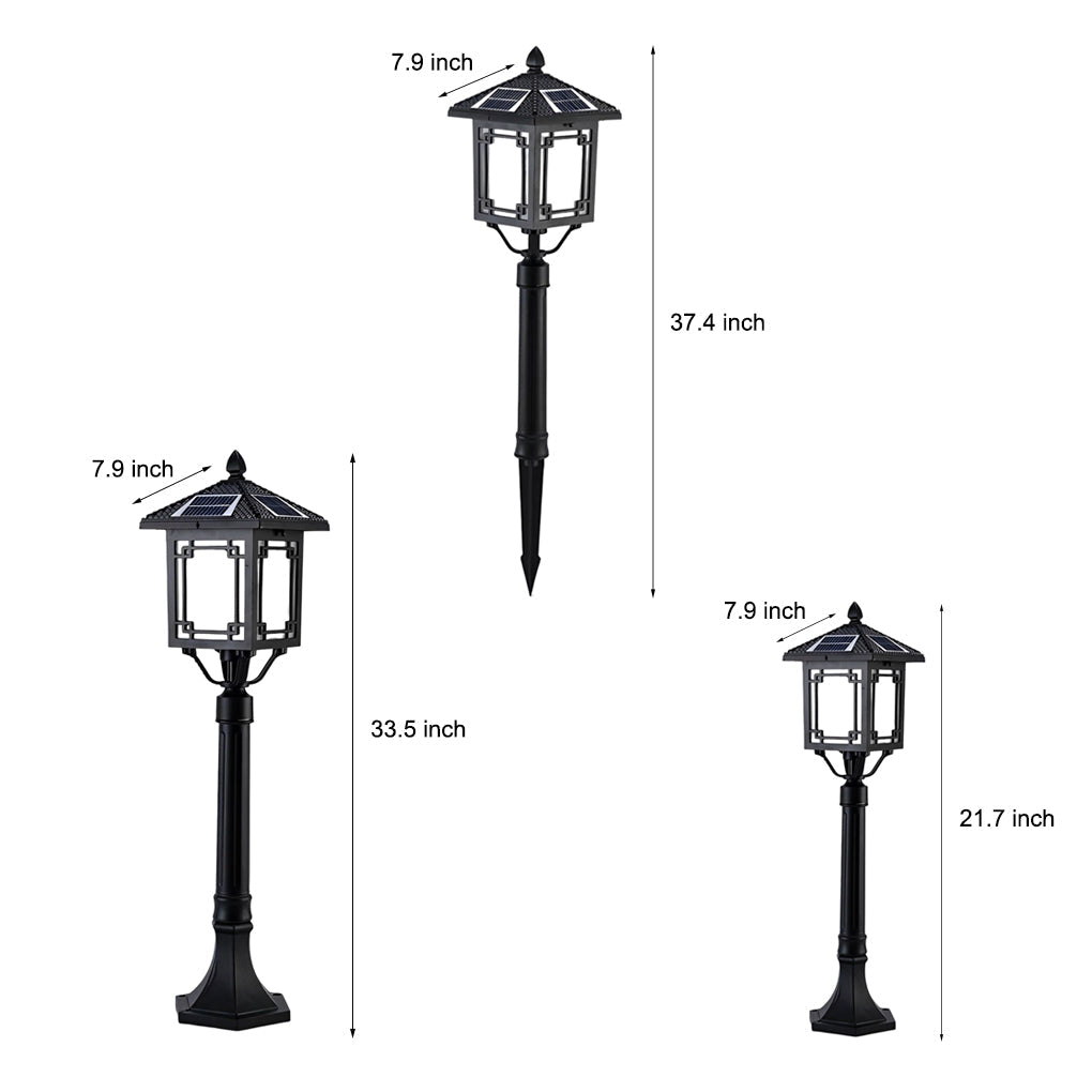 WINTERBOURNE SOLAR-POWERED GARDEN POST LANTERN WITH TRIPLE BRIGHTNESS SETTINGS