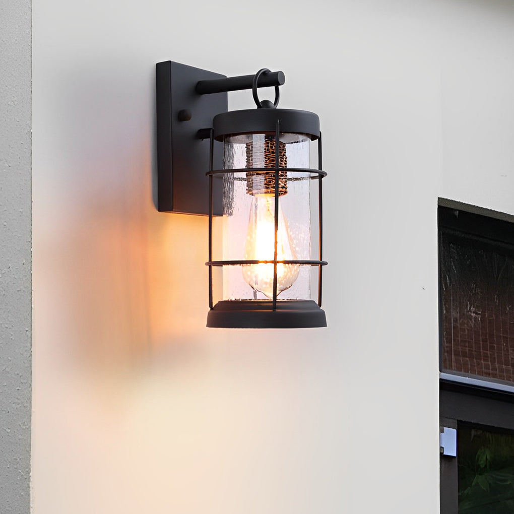 WHITBY RUSTIC IRON & GLASS OUTDOOR WALL LANTERN