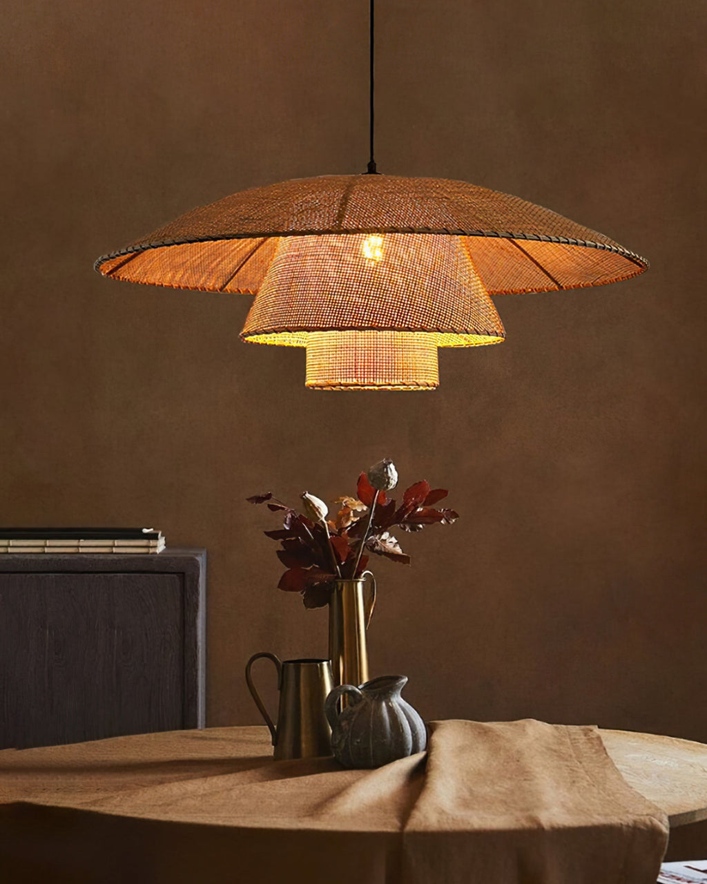 WINTHORPE WOVEN RATTAN HANGING LAMP