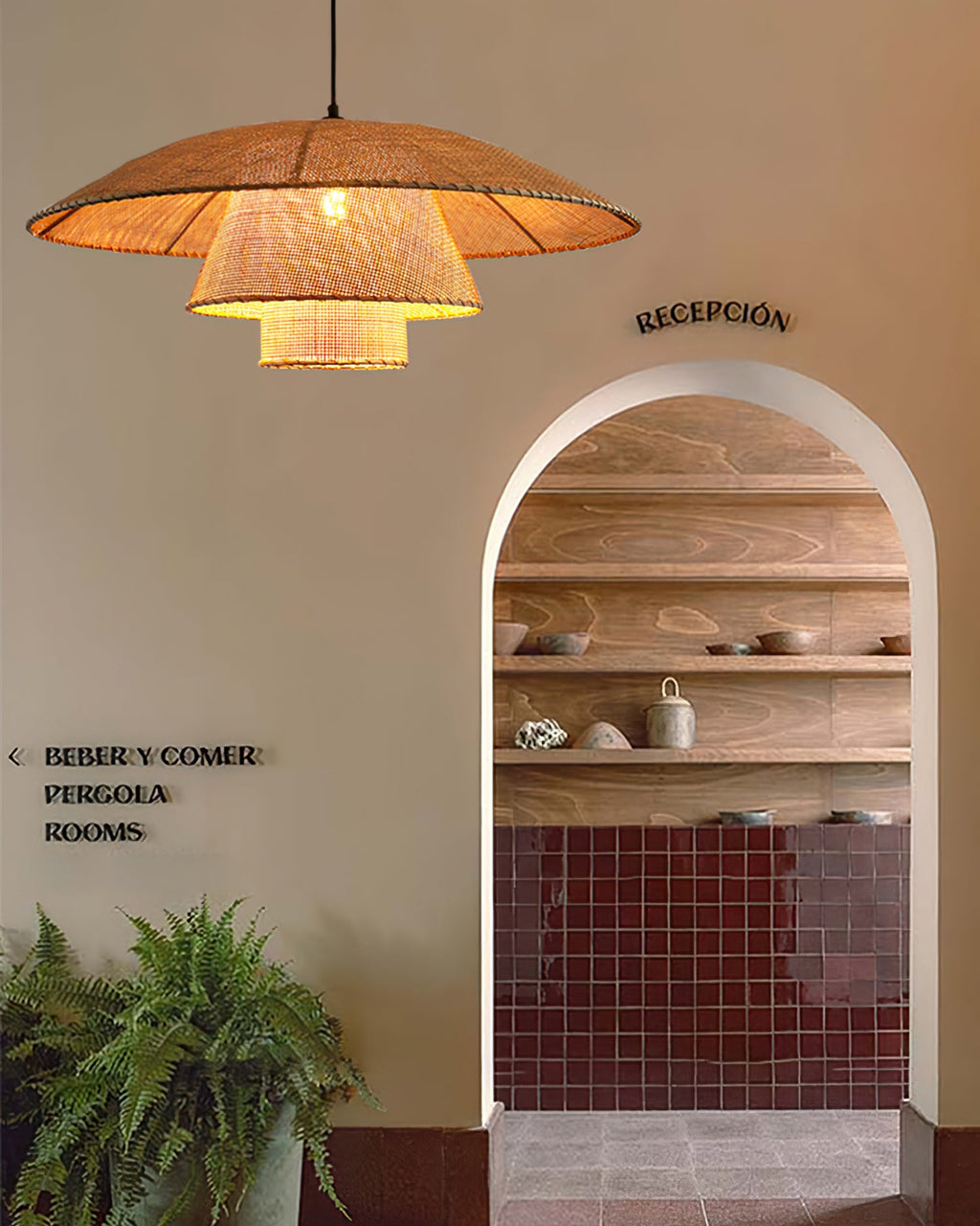 WINTHORPE WOVEN RATTAN HANGING LAMP