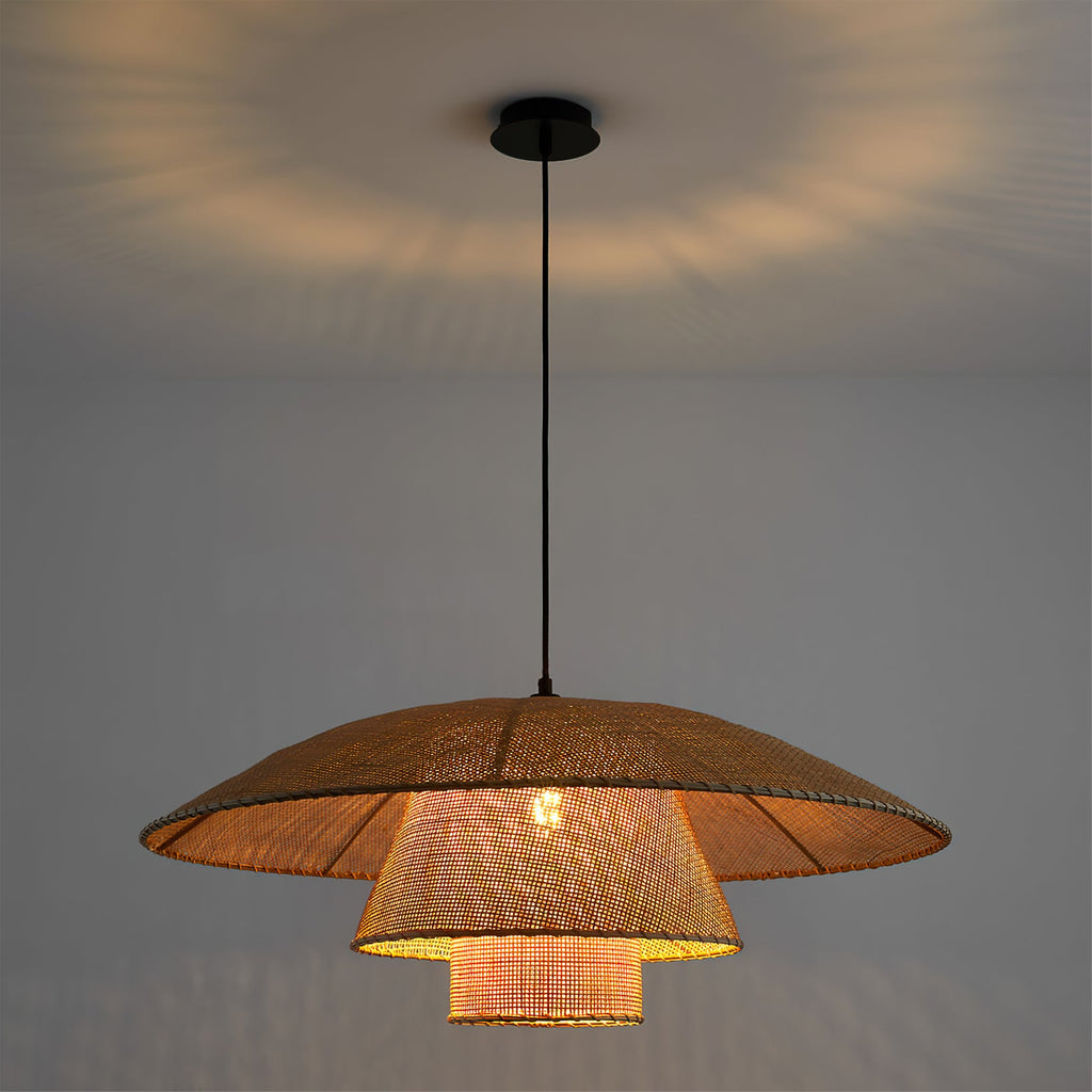 WINTHORPE WOVEN RATTAN HANGING LAMP