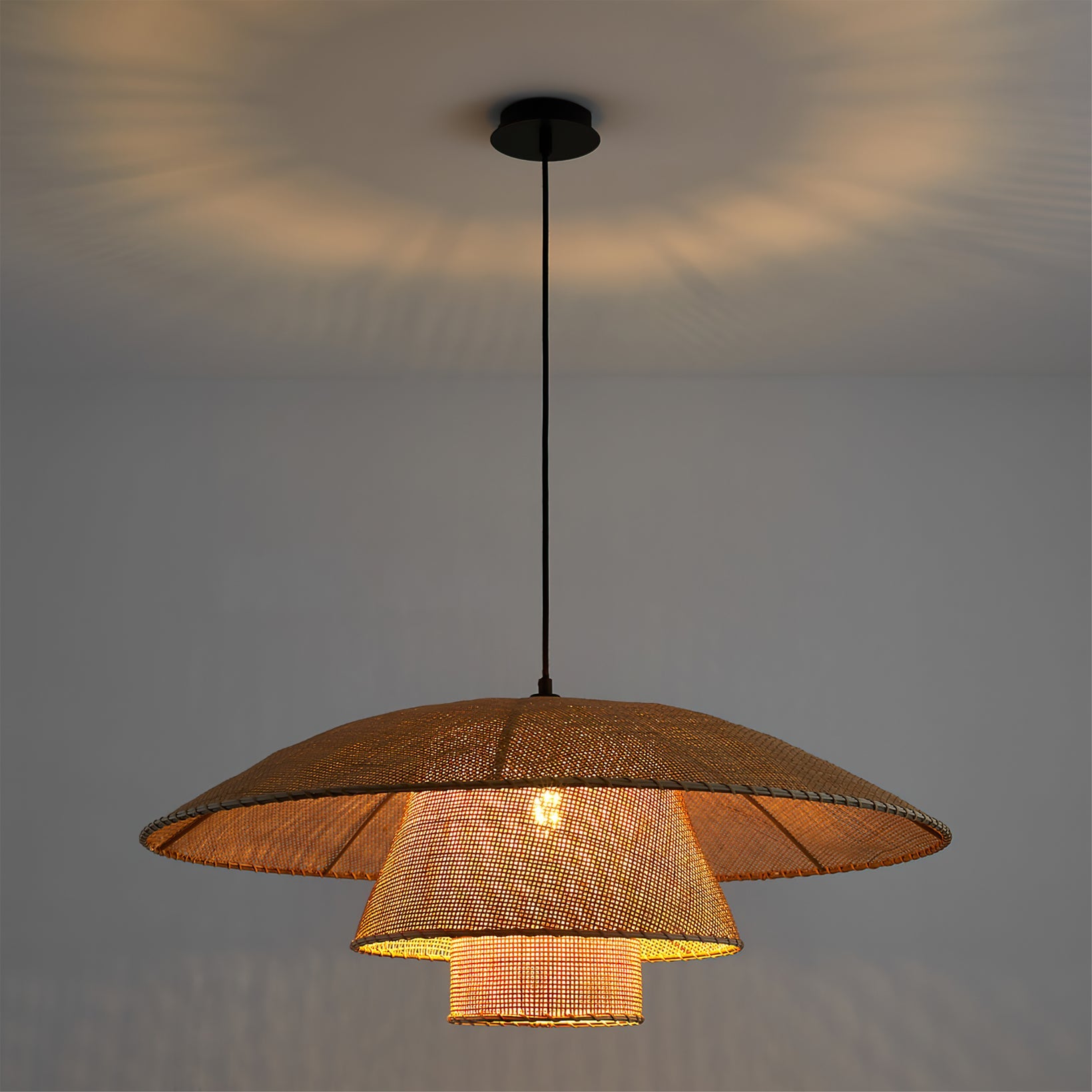 WINTHORPE WOVEN RATTAN HANGING LAMP