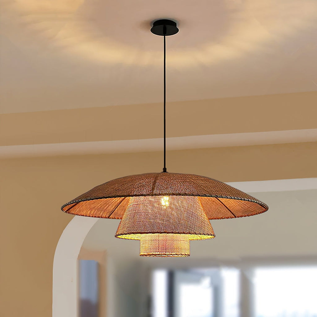 WINTHORPE WOVEN RATTAN HANGING LAMP