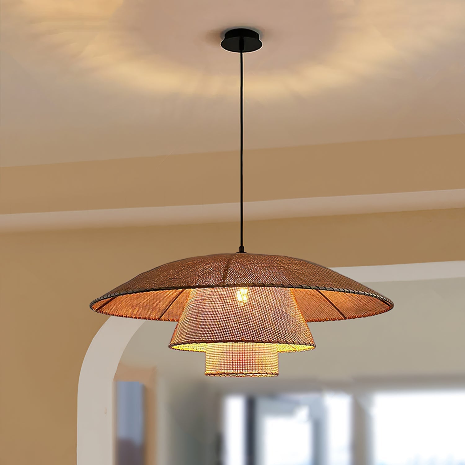 WINTHORPE WOVEN RATTAN HANGING LAMP