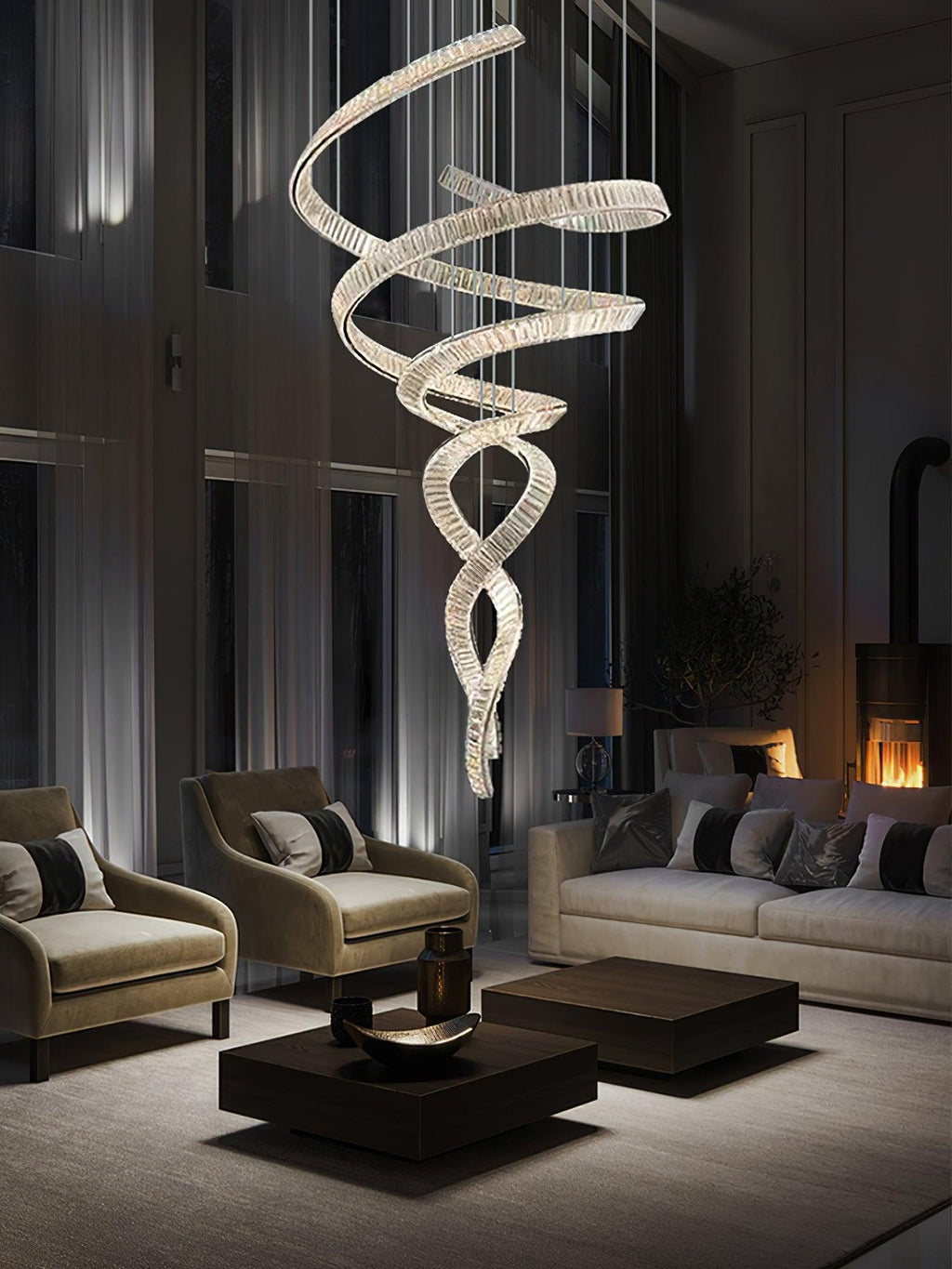 WINTHROP TWISTED CRYSTAL CEILING LUMINAIRE