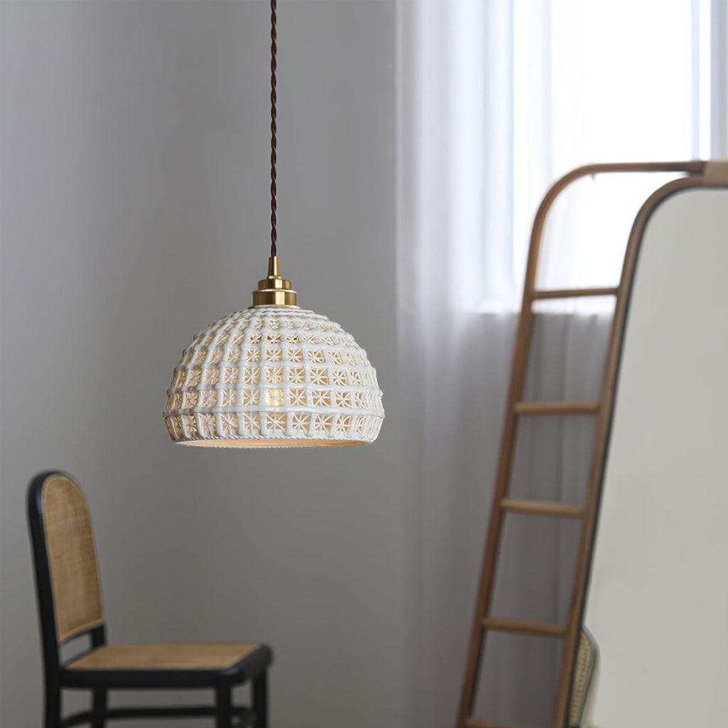WINDSOR WHITE CLAY HANGING LANTERN