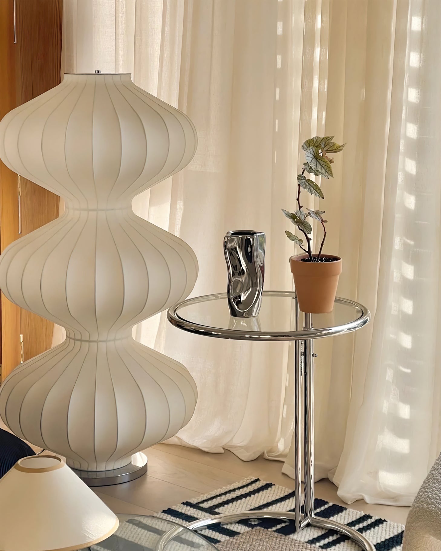 FELSTED SILK DRAPED FLOOR LANTERN