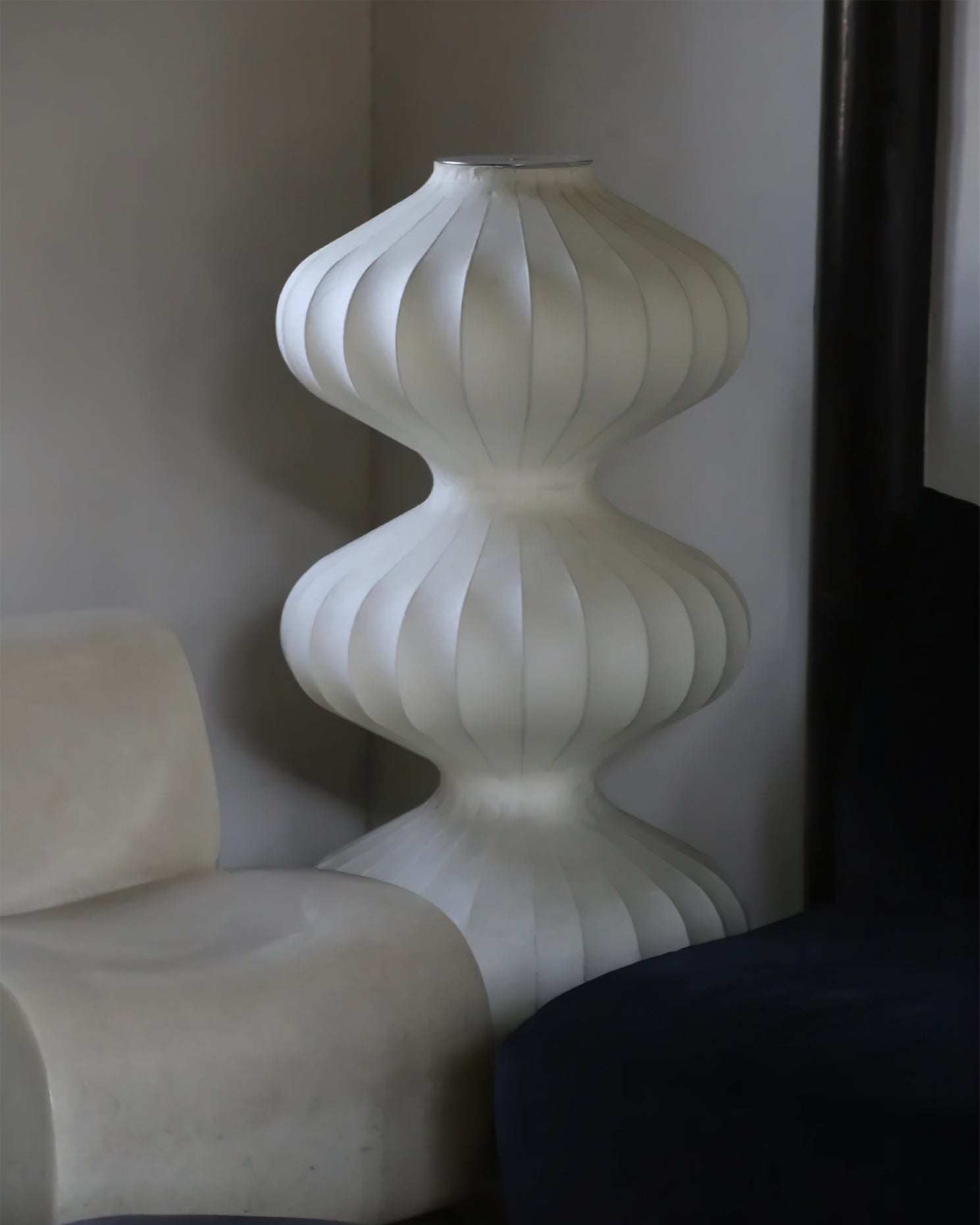 FELSTED SILK DRAPED FLOOR LANTERN