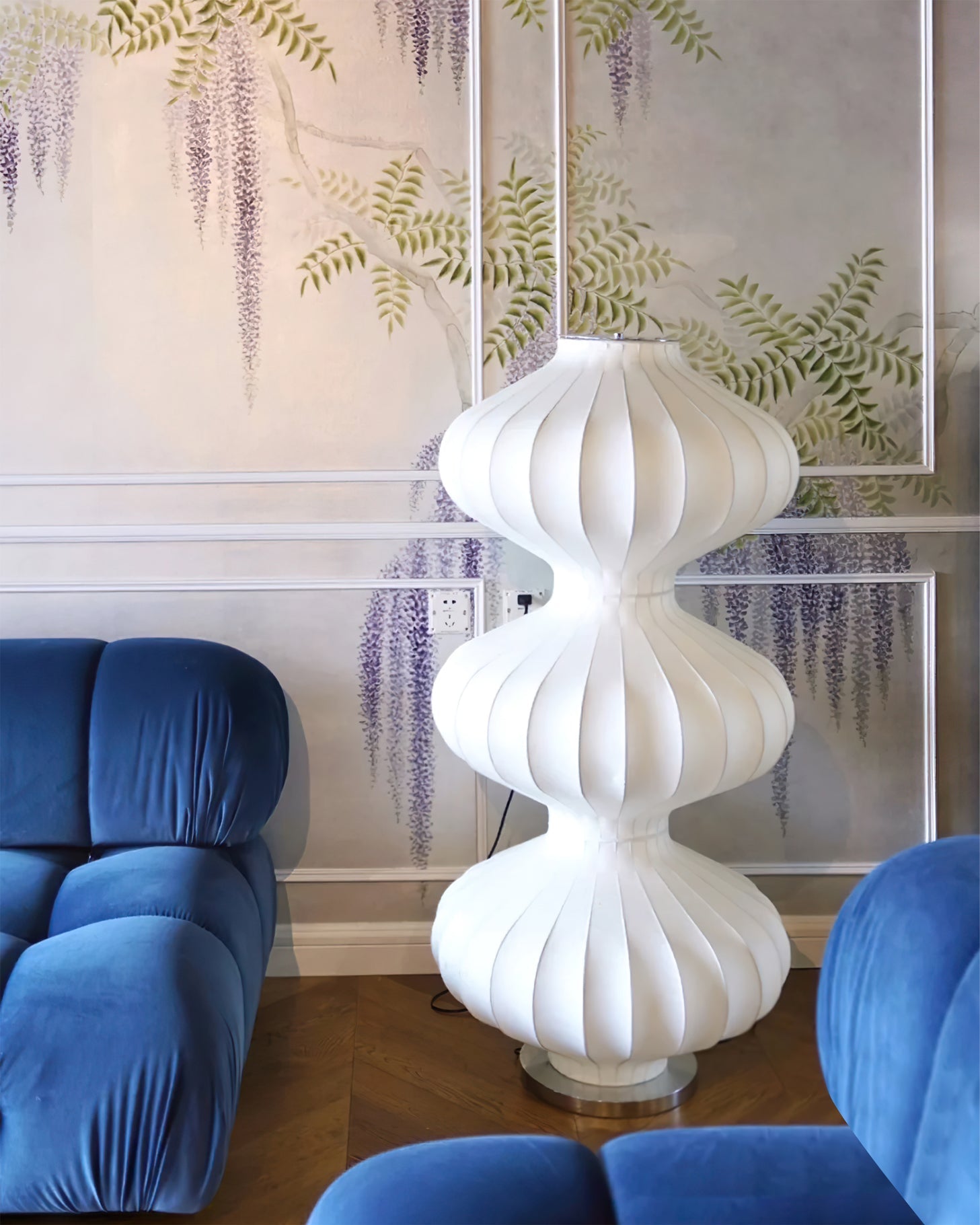 FELSTED SILK DRAPED FLOOR LANTERN