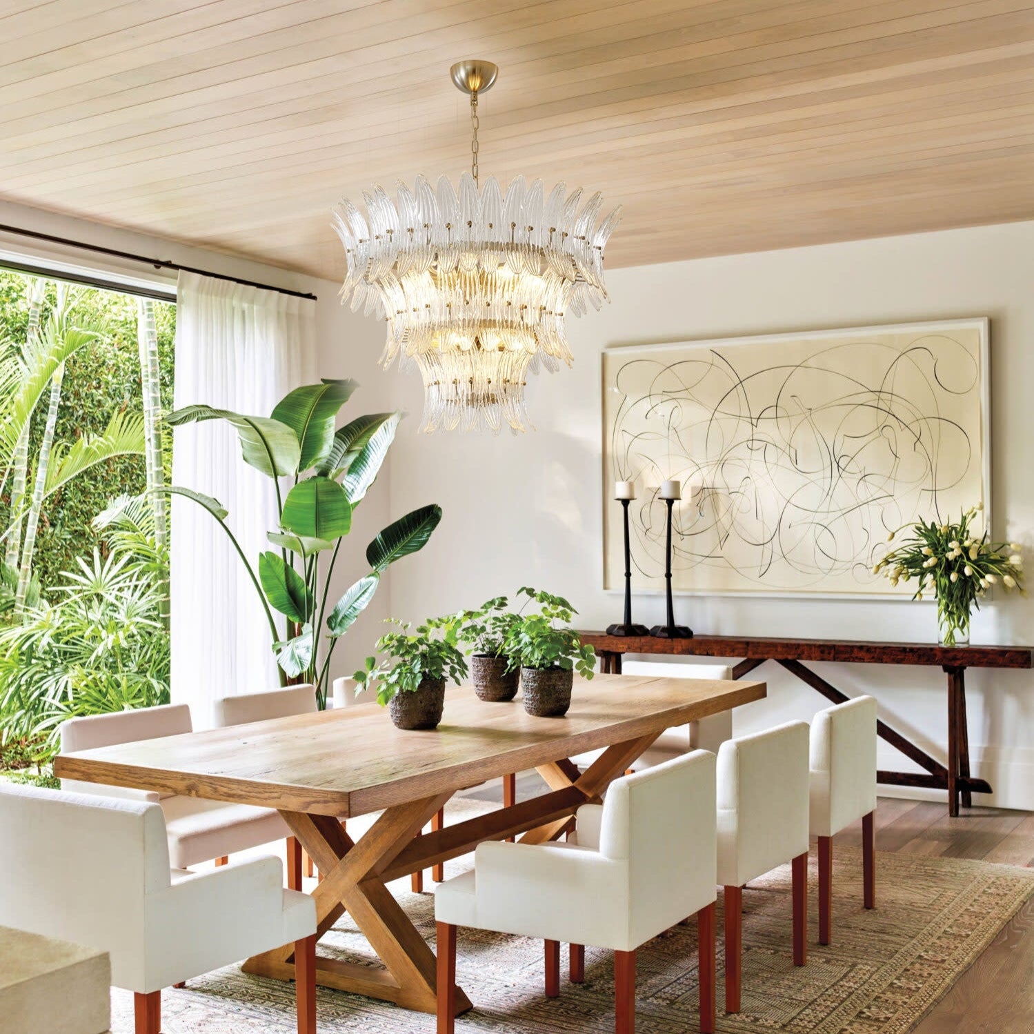VANDERBILT PALM LEAF CRYSTAL CEILING LIGHT