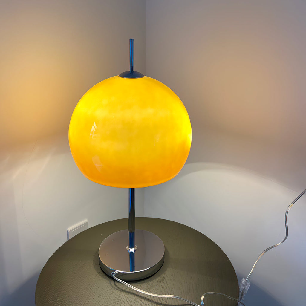 WINTHROP MUSHROOM-SHAPED AMBER LAMP