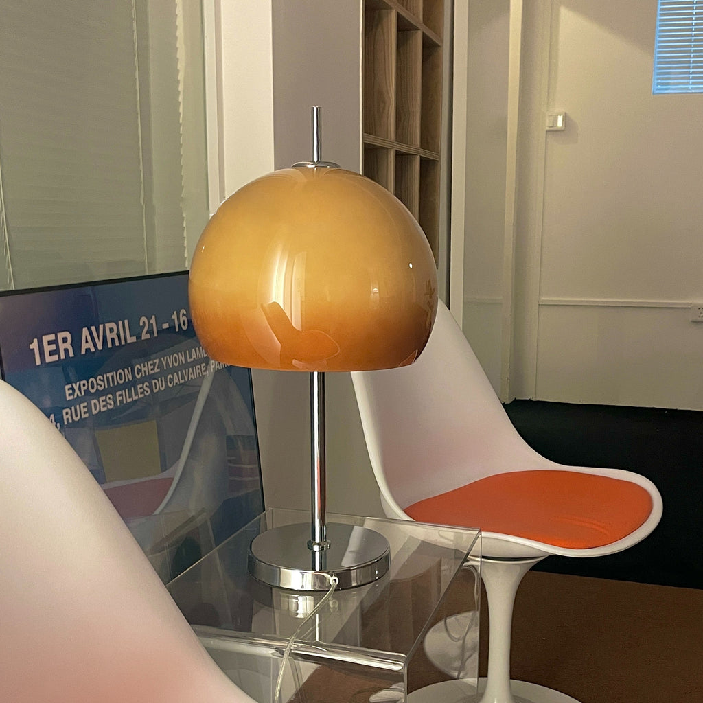 WINTHROP MUSHROOM-SHAPED AMBER LAMP